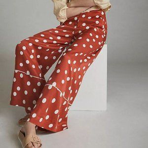 MAEVE ANTHROPOLOGIE Burnt orange CALLAN polka dot wide leg trousers size US2 £98